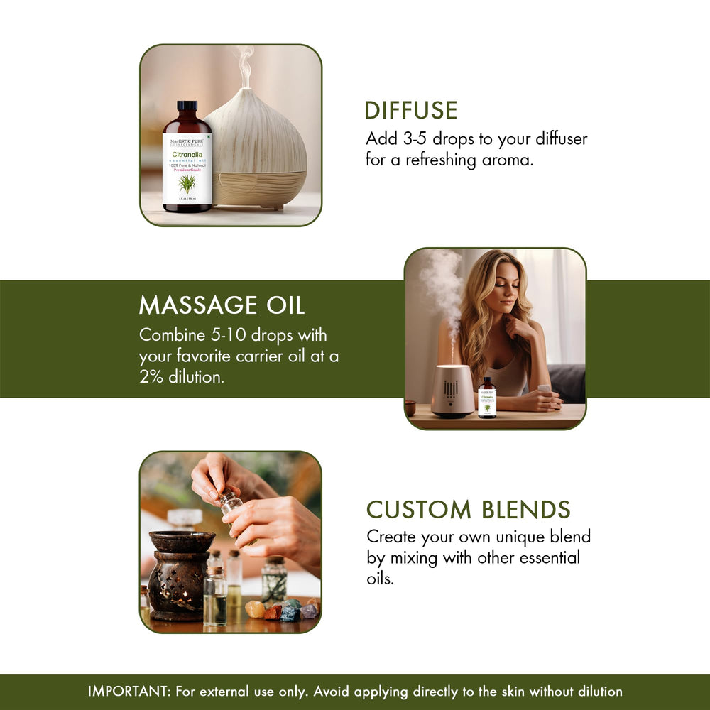 Majestic Pure citronella oil packaging with box for premium presentation