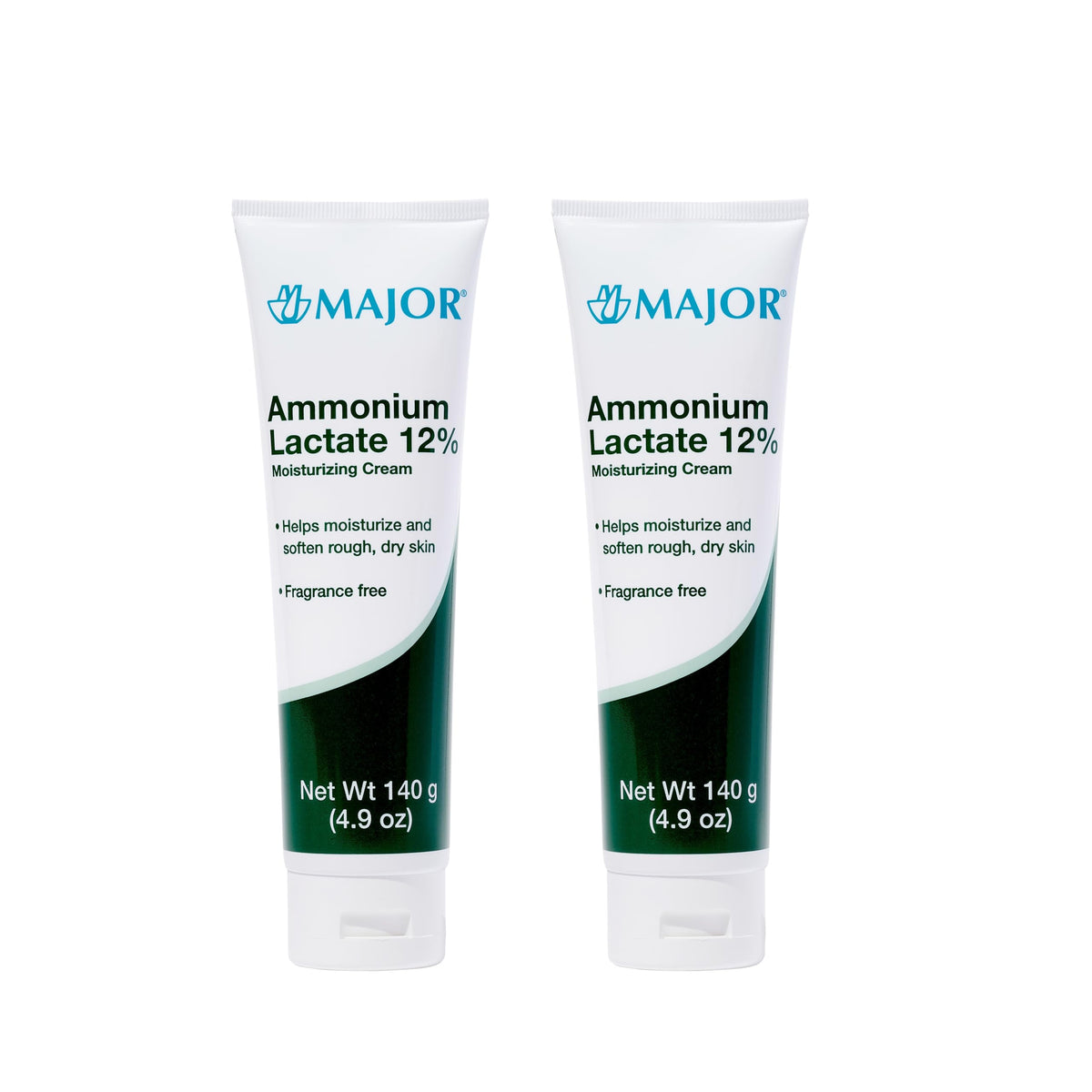 Major Ammonium Lactate 12% cream bottle demonstrates fragrance-free hydration for dry skin.
