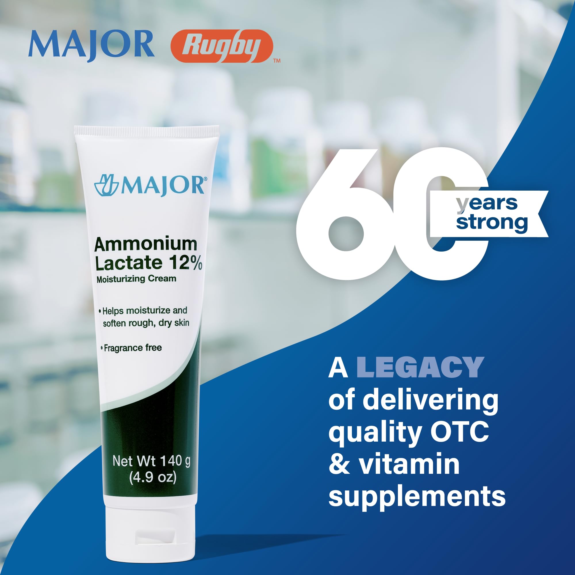 Major Ammonium Lactate 12% cream hands applying demonstrates smoothing action.