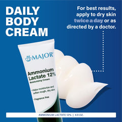 Major Ammonium Lactate 12% cream texture closeup shows rich, non-greasy moisturizer.