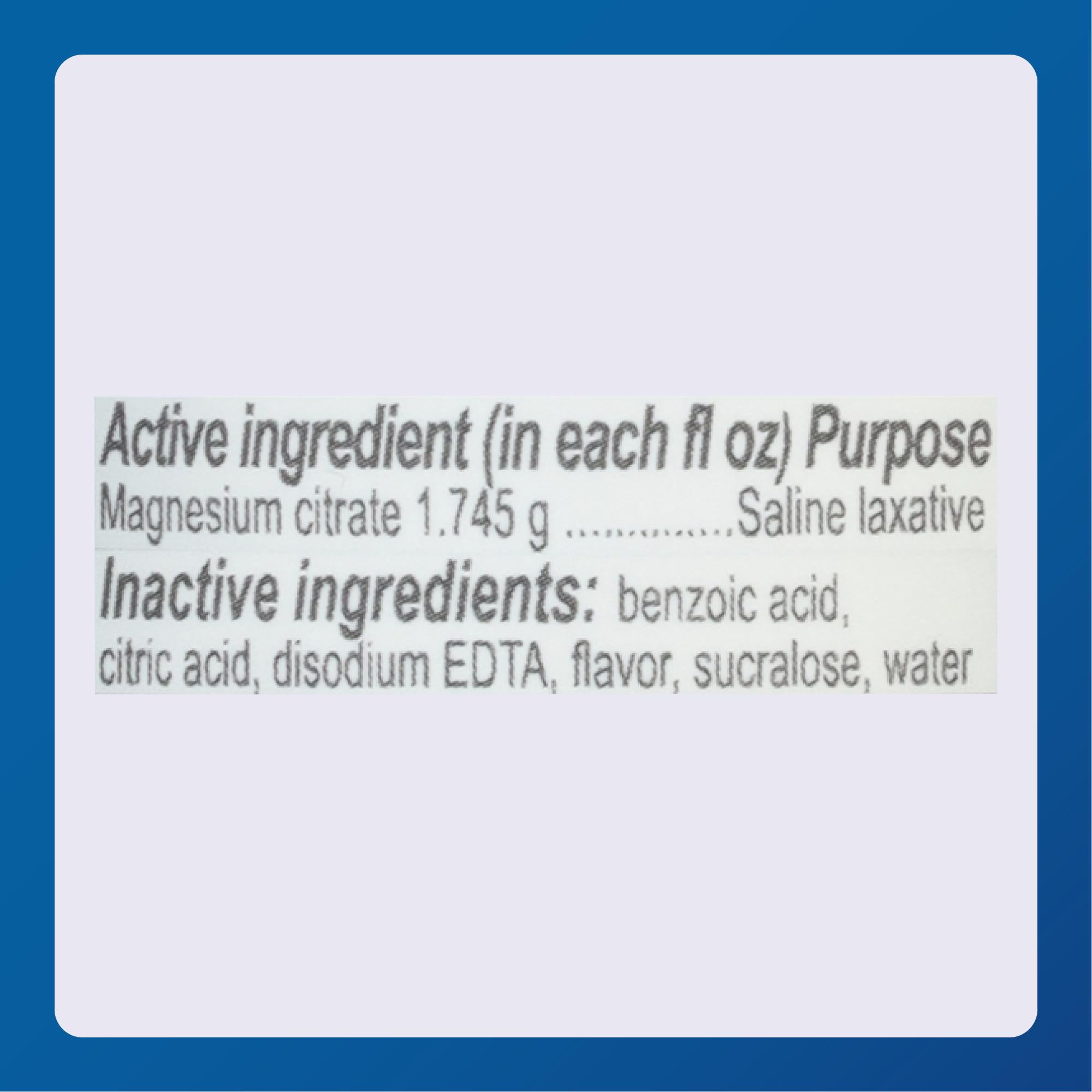 Major Magnesium Citrate laxative bottle back label explains directions for use and dosage.
