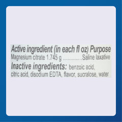 Major Magnesium Citrate laxative bottle back label explains directions for use and dosage.