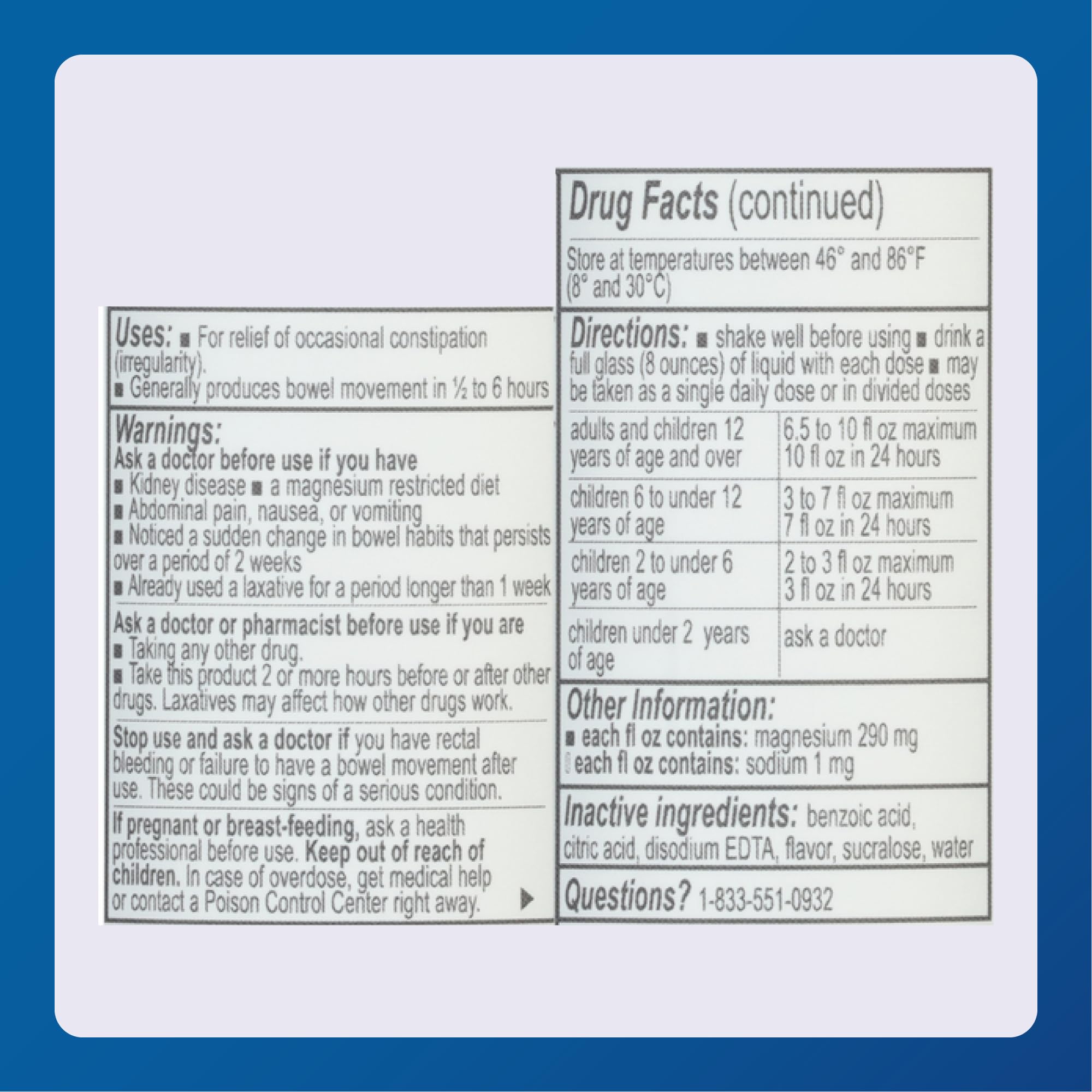 Major Magnesium Citrate laxative lemon flavor closeup emphasizes refreshing taste.