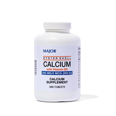 MAJOR Oyster Shell Calcium bottle front view with vitamin D3 label for daily bone support