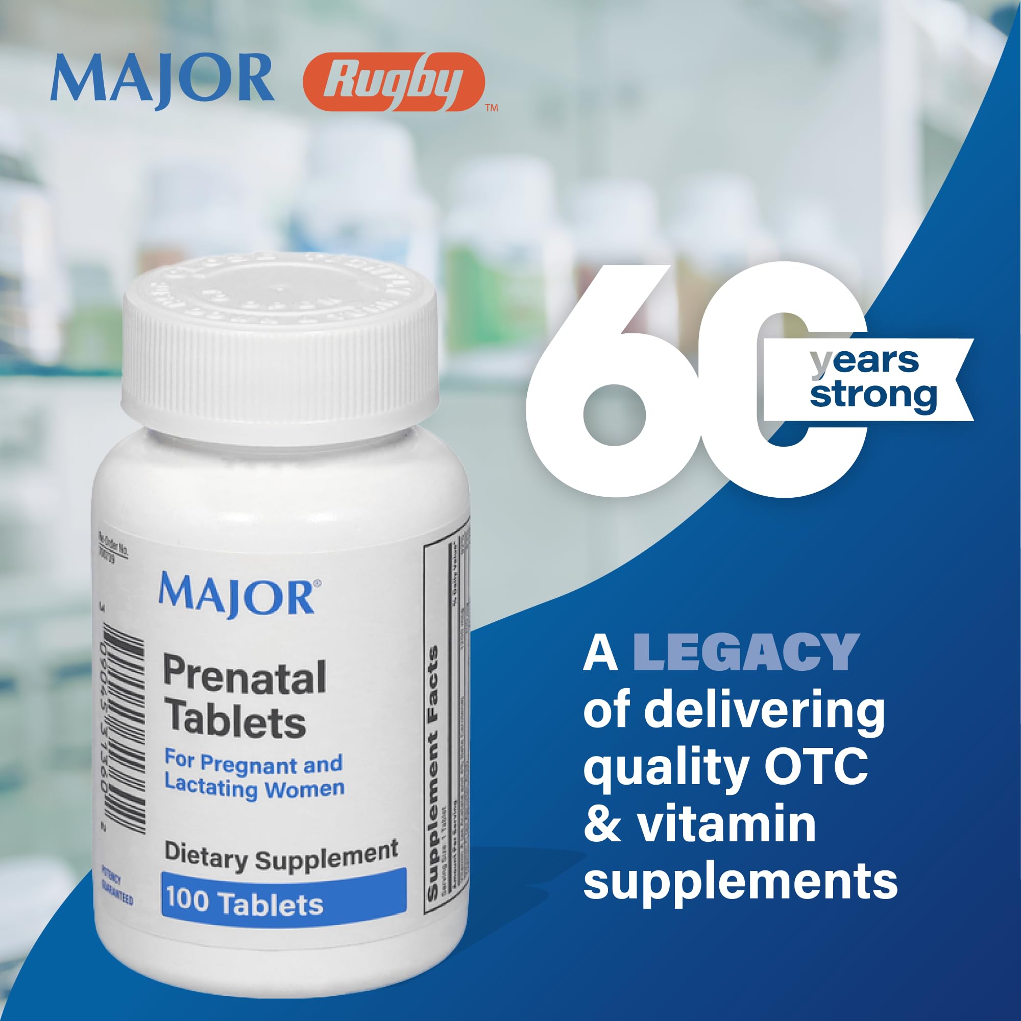 MAJOR prenatal tablets capsule closeup demonstrates convenient once-daily form.