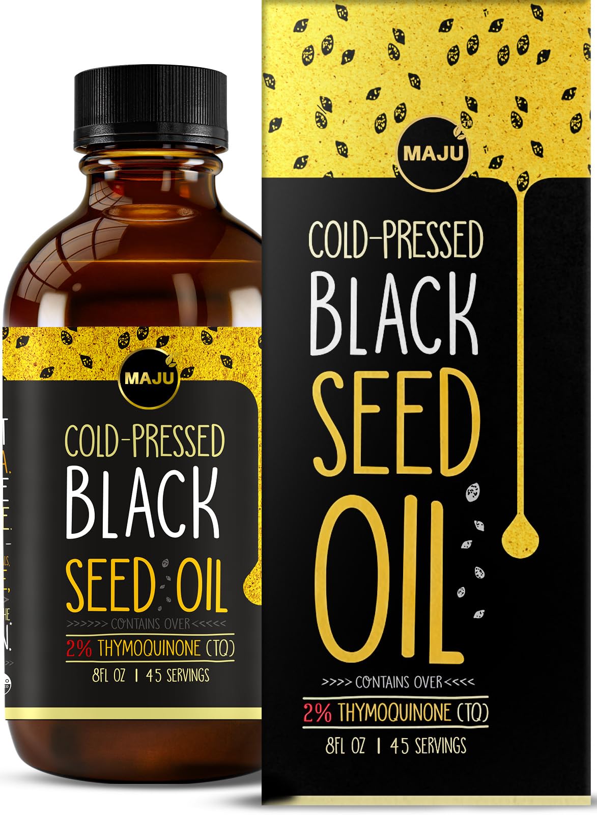 MAJU Black Seed Oil bottle on display for easy daily use.