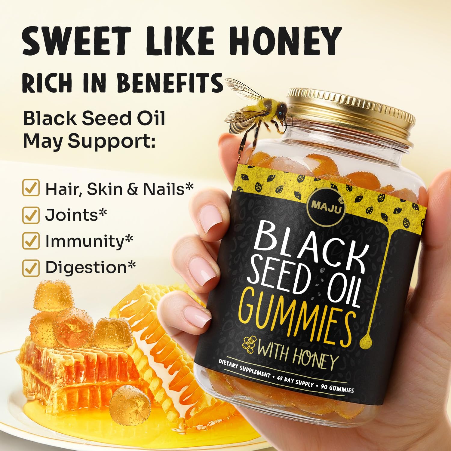 Label close-up reinforces quality and cold-pressed Nigella sativa origin.