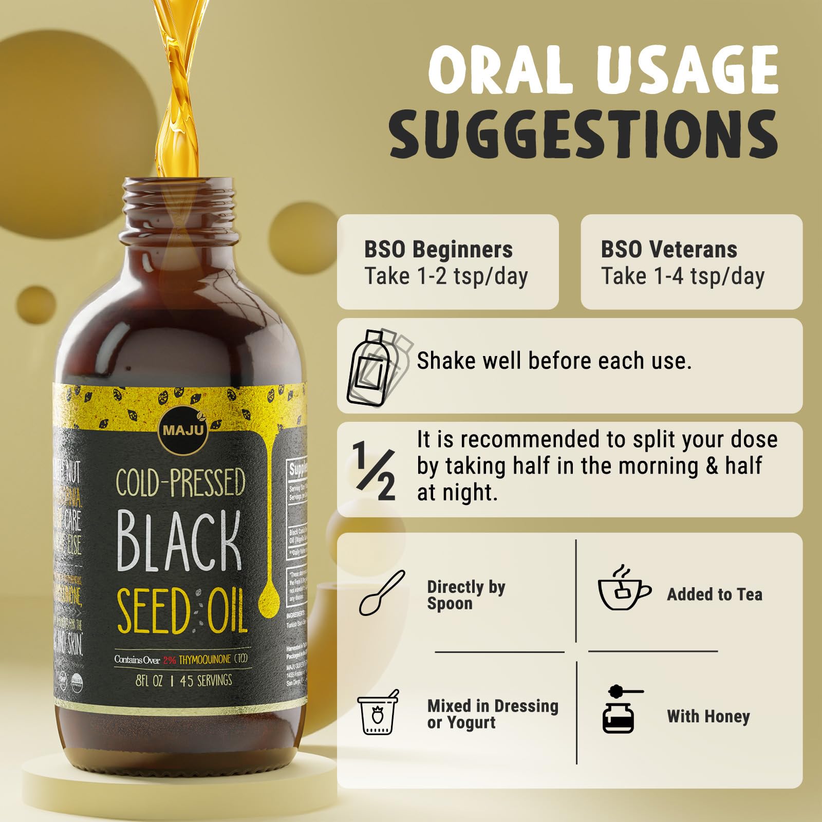 MAJU Black Seed Oil origin Turkey highlighted on label.