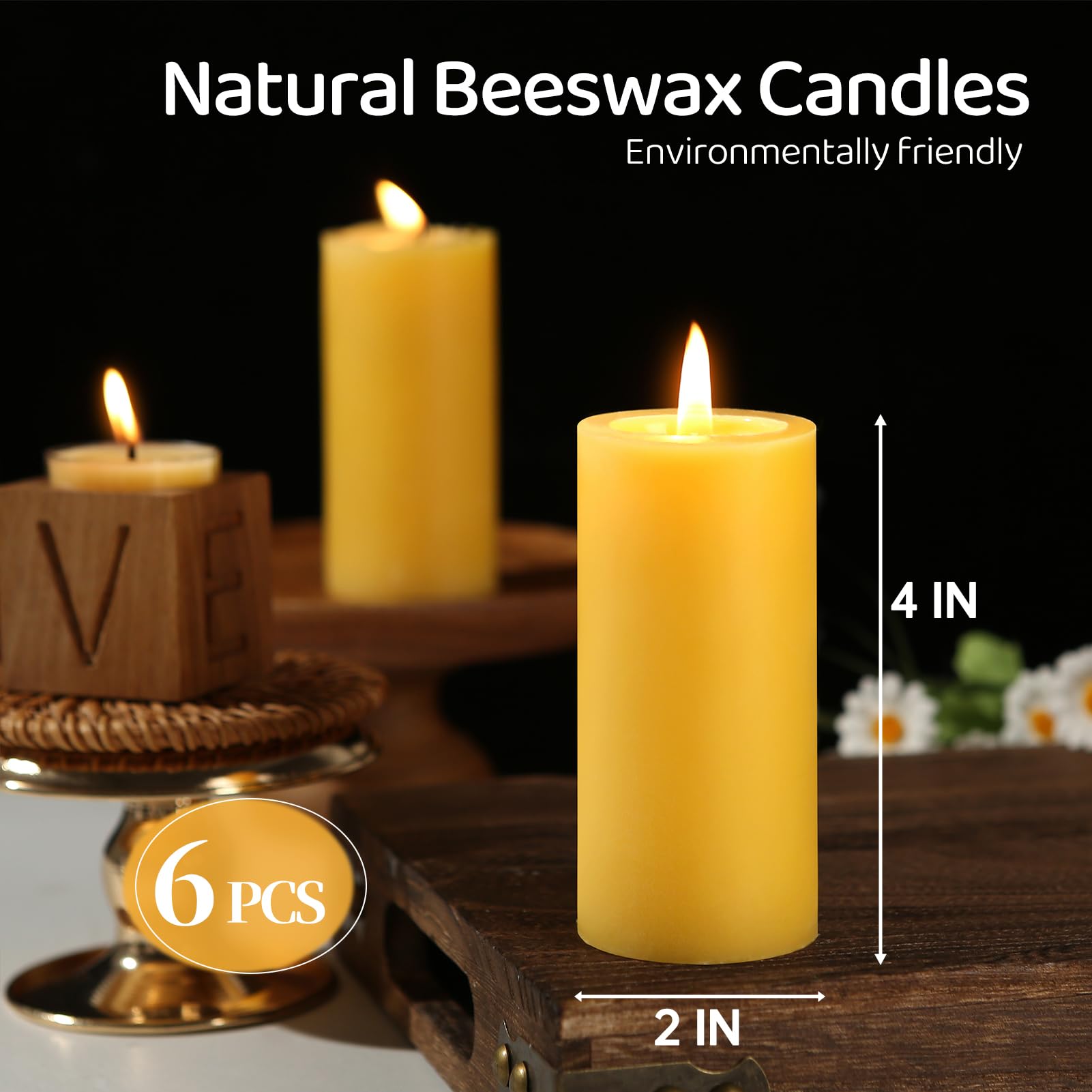 MAKALONE dripless beeswax candle 2x4in preserves clean surfaces during burning