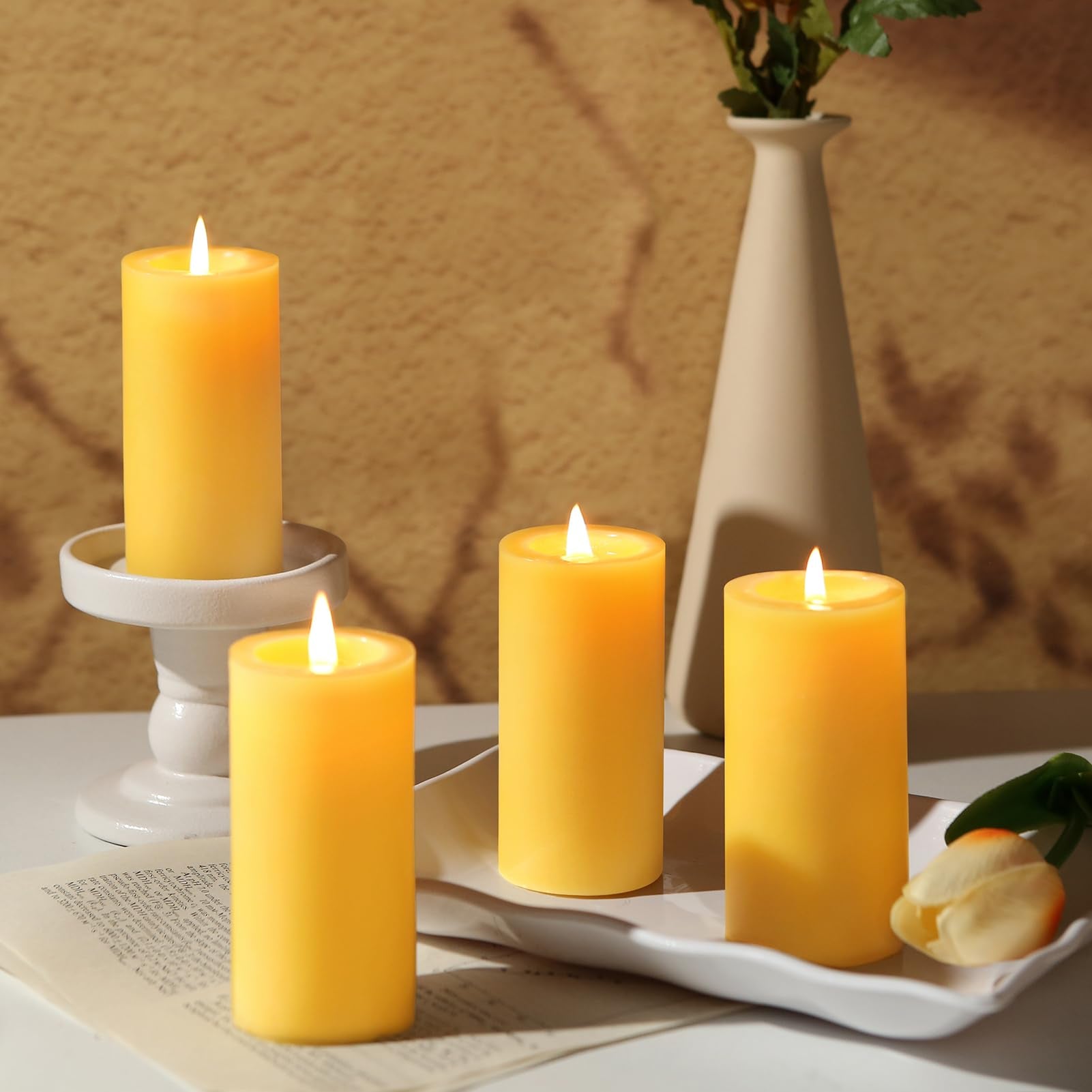 MAKALONE table decor beeswax candle 2x4in adds warm atmosphere