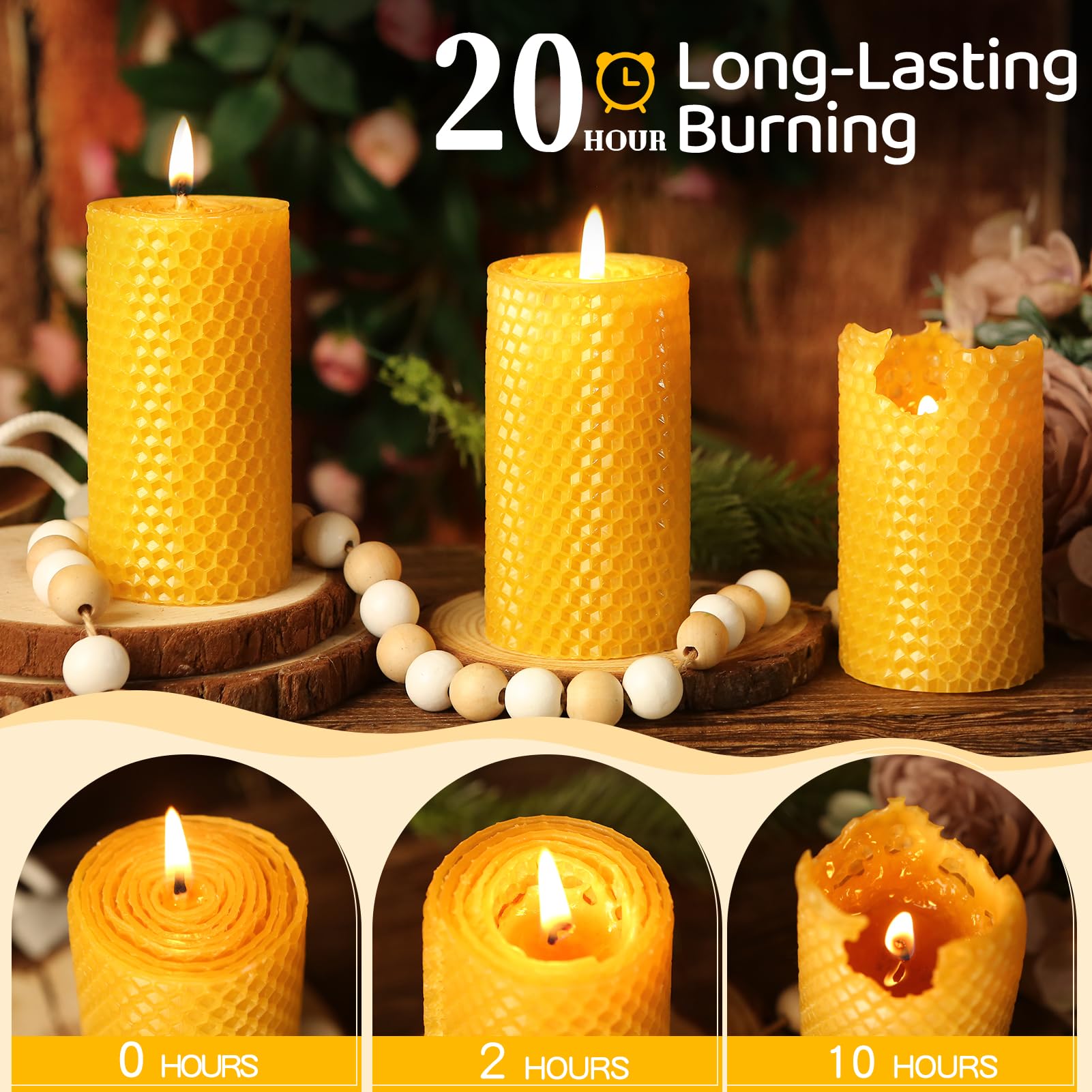 MAKALONE unscented beeswax candle showcasing natural color for serene decor.