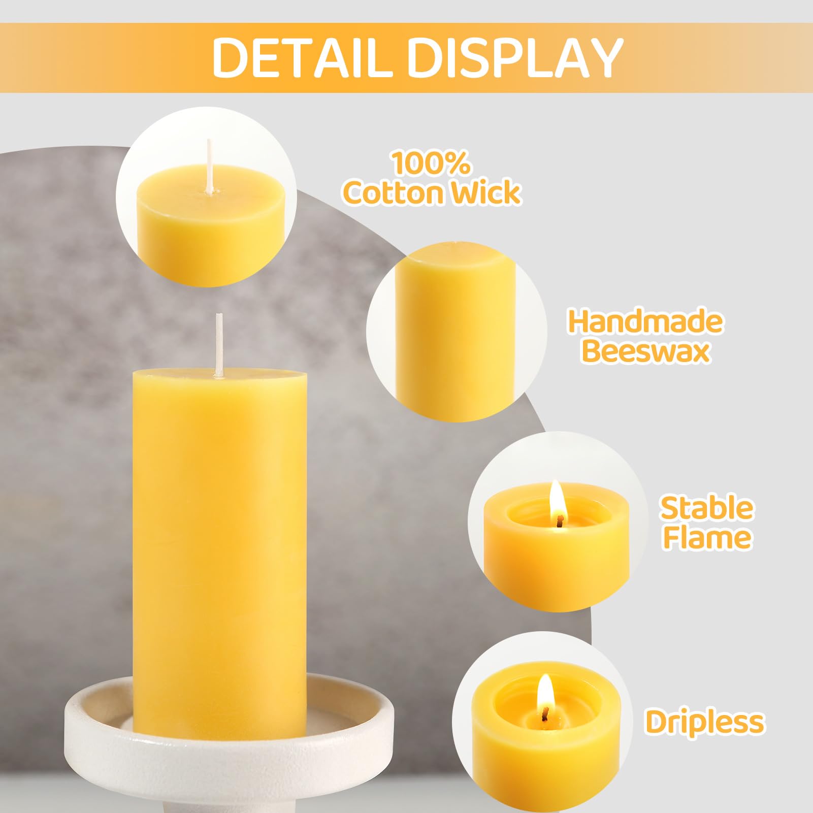 MAKALONE unscented beeswax candle ideal for meditation and focus