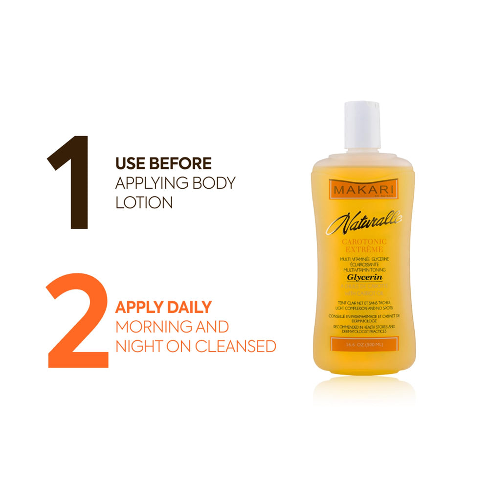 MAKARI Naturalle Carotonic Extreme Body Glycerin ingredients list emphasizes natural extracts