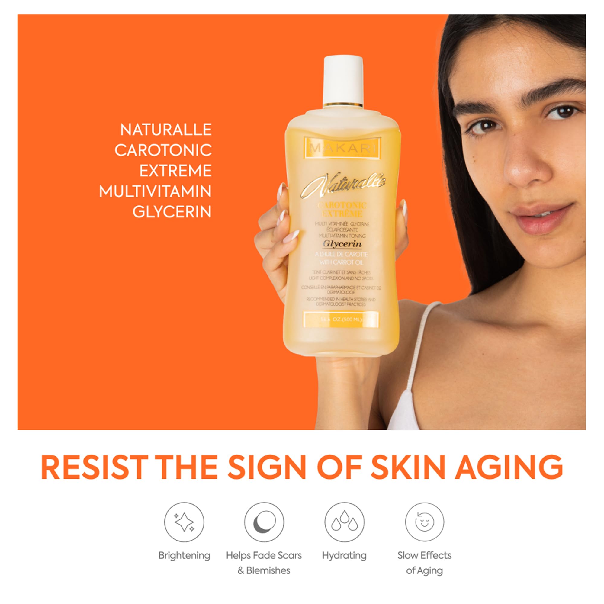 MAKARI Naturalle Carotonic Extreme Body Glycerin close-up texture highlights botanicals