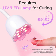Makartt 3D nail art with gems demonstrates durable, long-lasting adhesion.