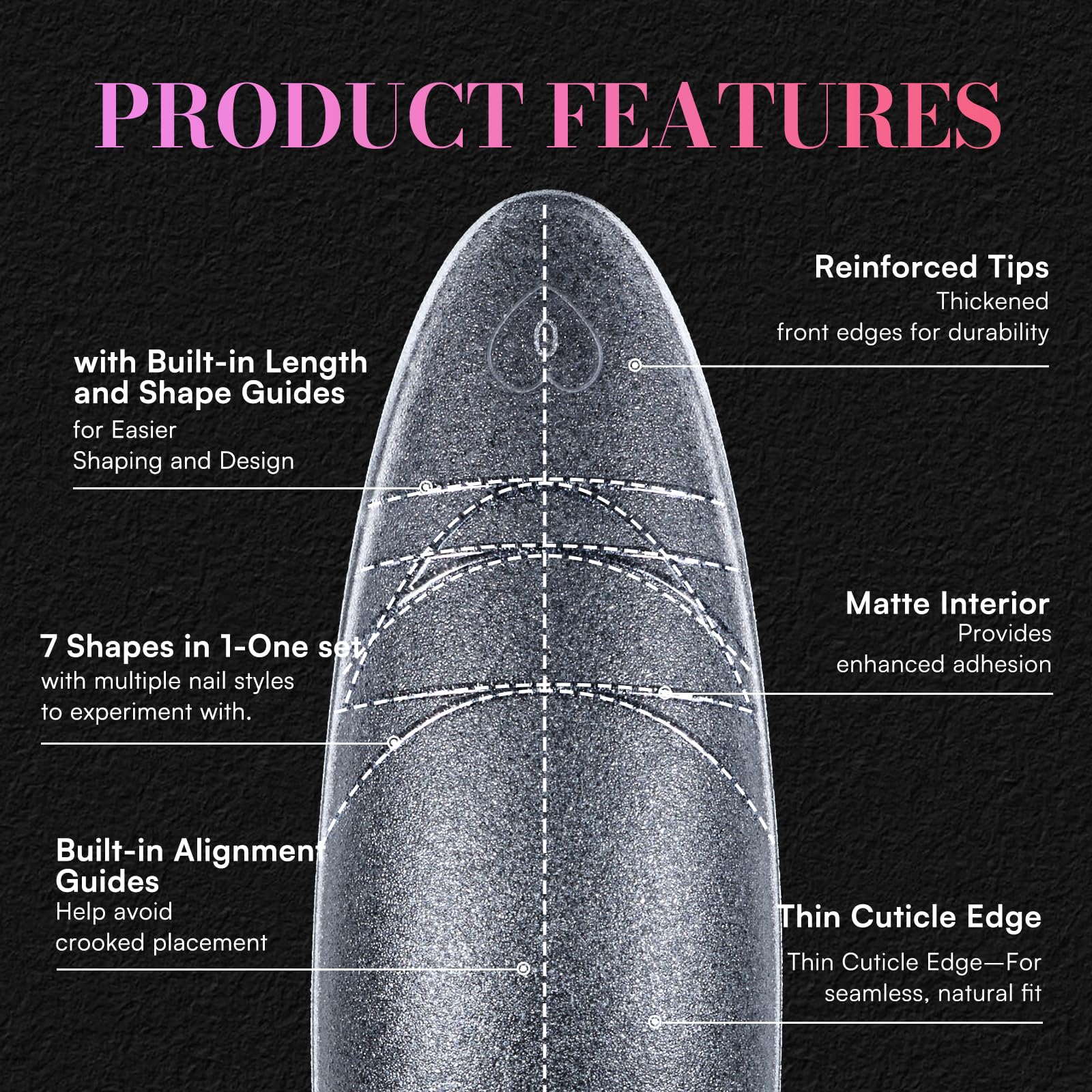 Makartt almond nail tips with matte design for faster, smoother adhesion