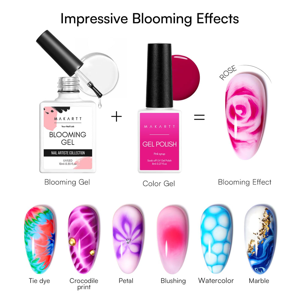 Makartt Blooming Gel marble design adds natural swirls and depth to nails.