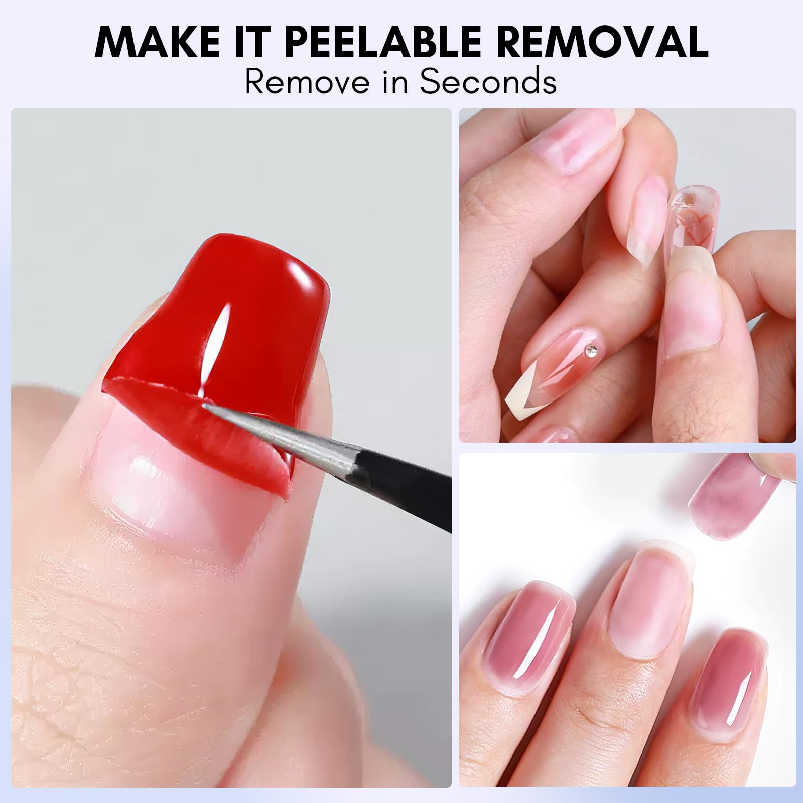 Makartt Clear base coat on nails swatch ready for peelable design.