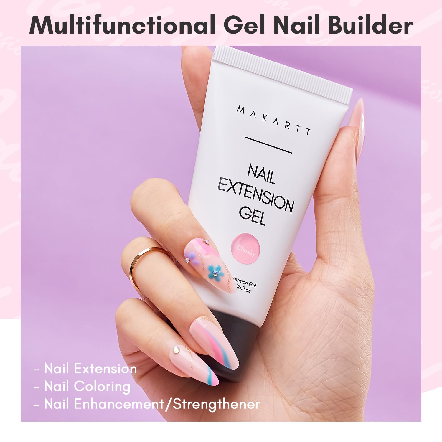 Makartt gel application with dual forms for easy sculpting in daisy pink.