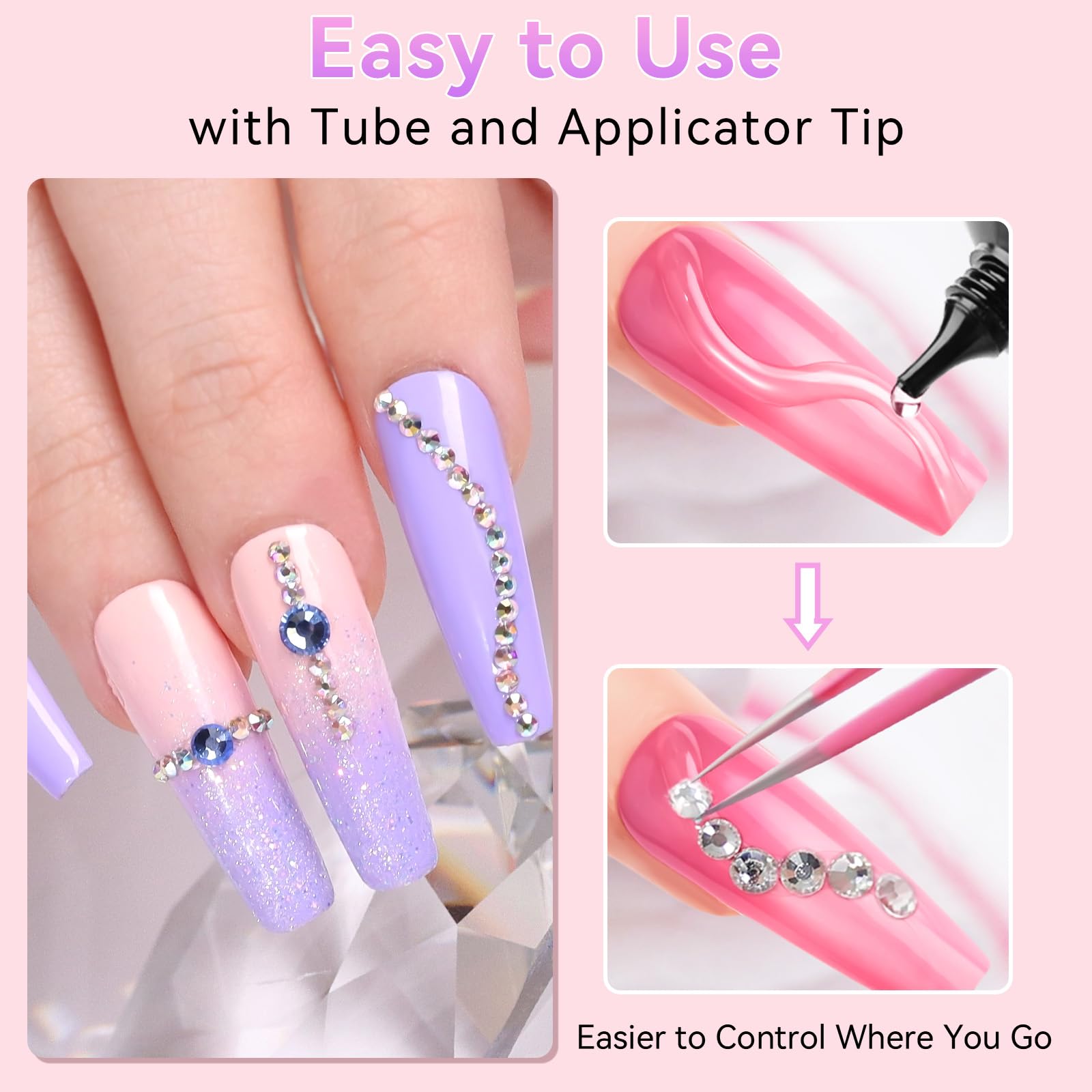 Makartt gems on nails showing detailed placement and chrome effects.