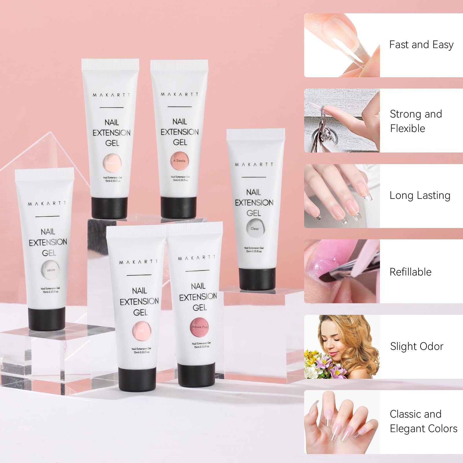 Makartt Hema-Free nude pink shade 3 for long-lasting salon-style nails