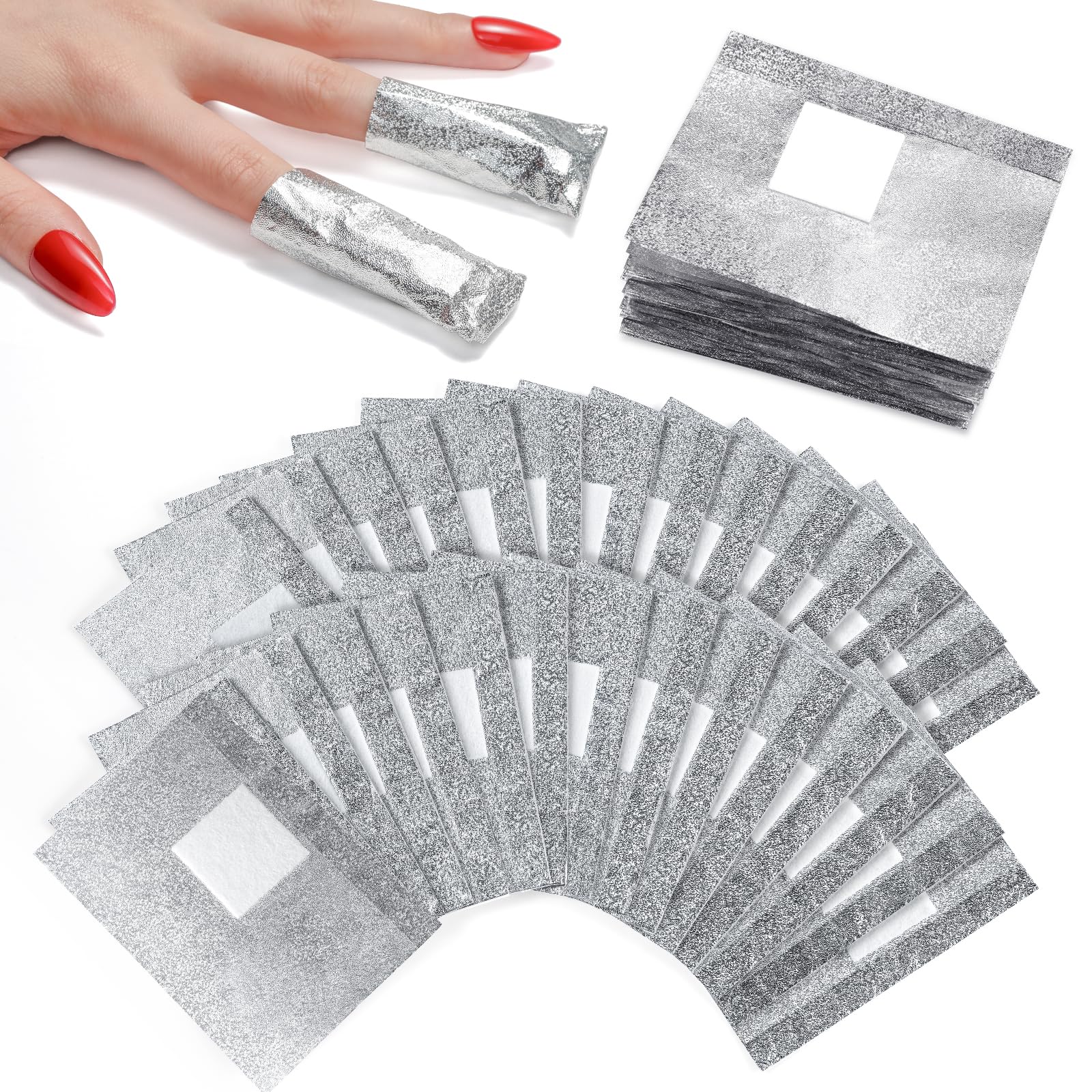 Makartt Nail Foil Wraps 100-pack with pre-attached pads for cleaner removal.