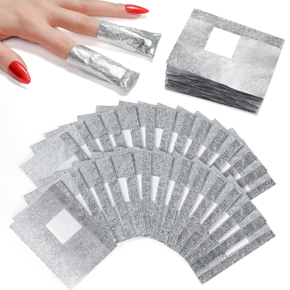 Makartt Nail Foil Wraps 100-pack with pre-attached pads for cleaner removal.