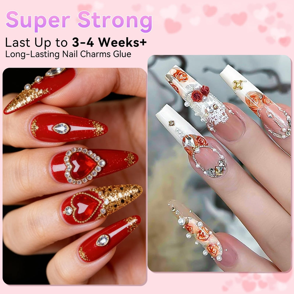 Makartt nail glue with precision applicator tip for clean gem placement.