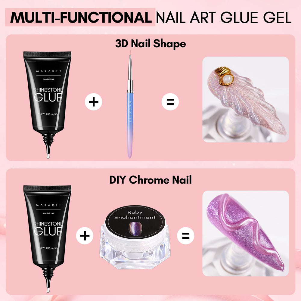 Makartt nail rhinestone glue gems-attachment-closeup shows secure gem adhesion.