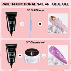 Makartt nail rhinestone glue gems-attachment-closeup shows secure gem adhesion.