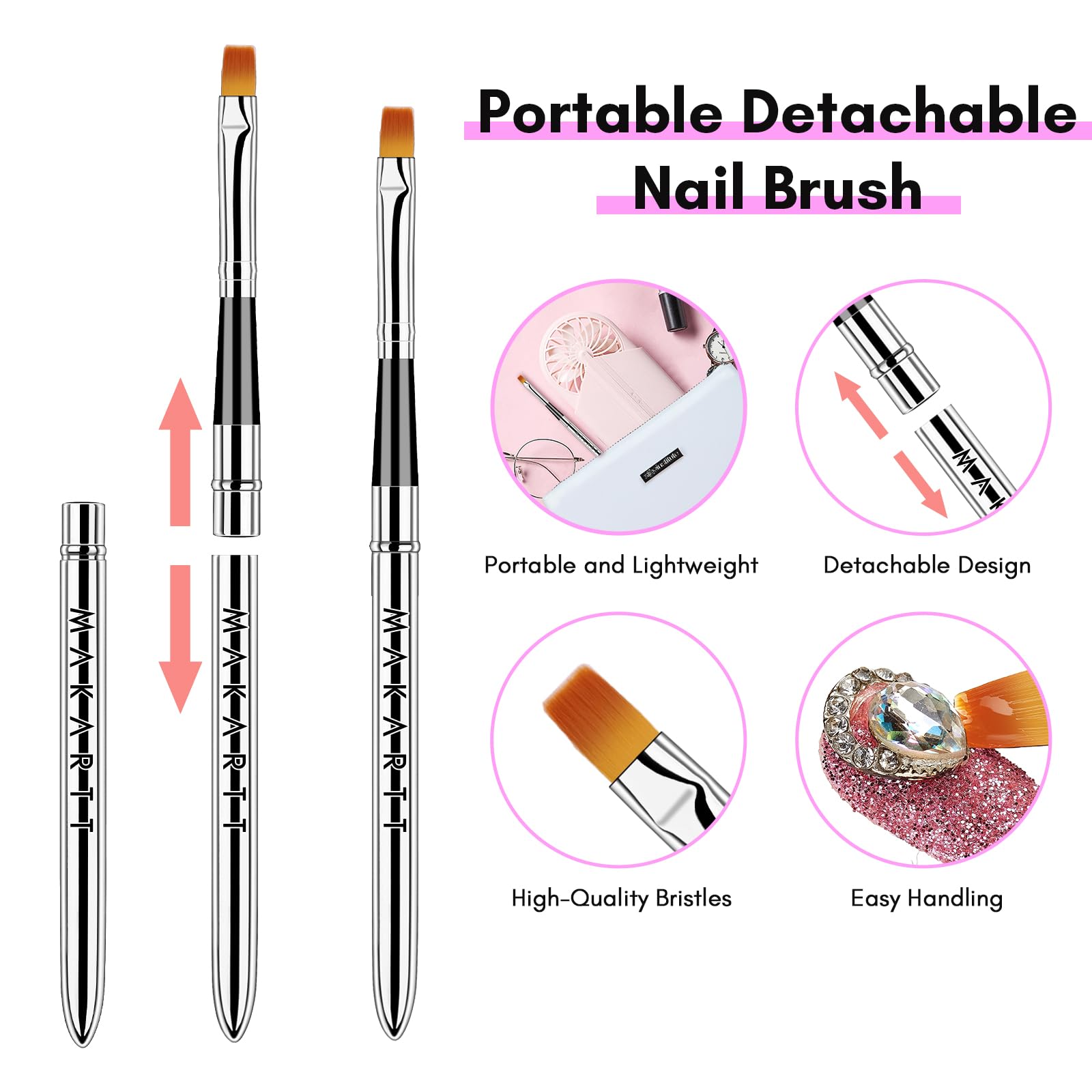 Makartt nails with gems demonstrate elegant, long-lasting decoration.