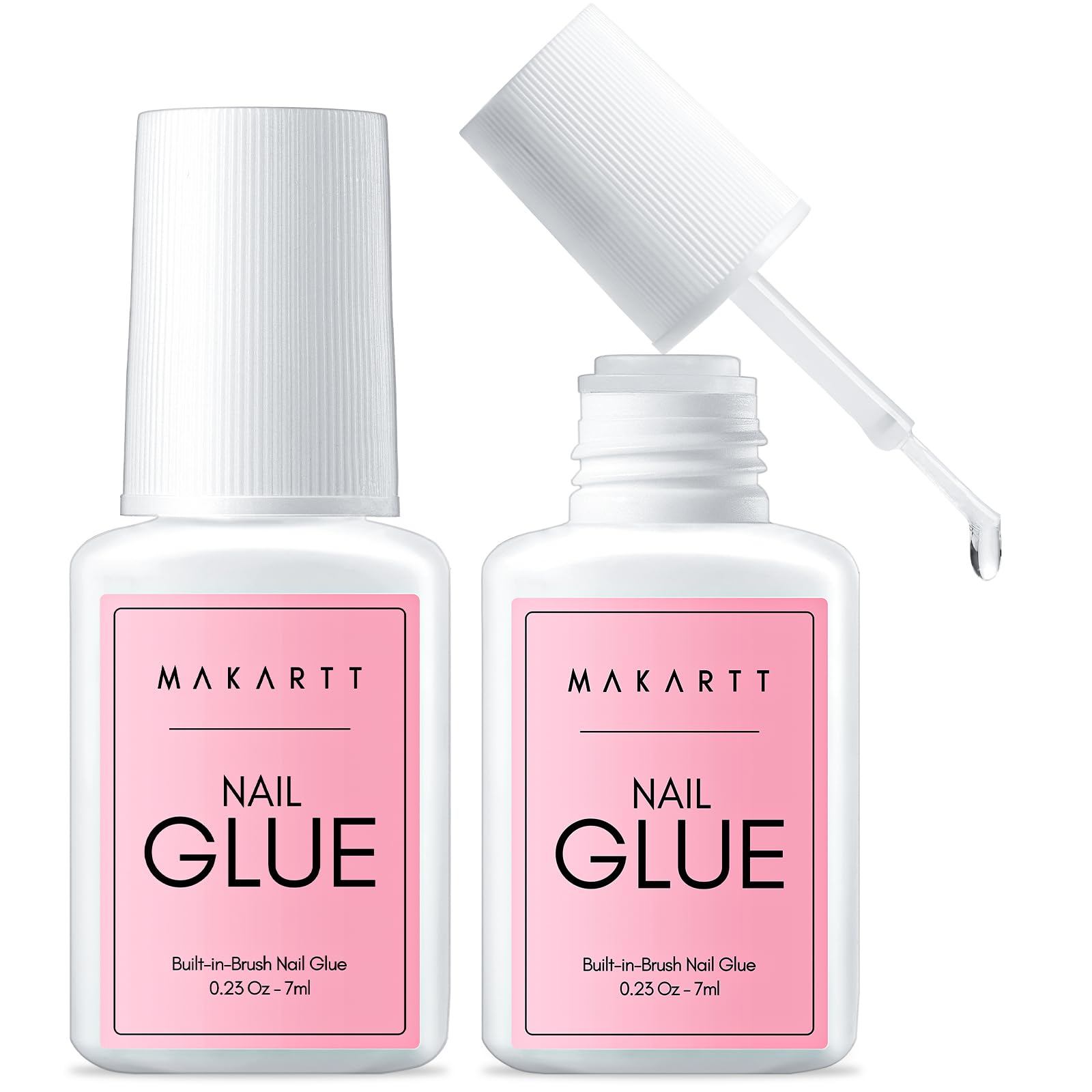 Makartt Quick Nail Glue bottle and brush for precise application and strong hold.