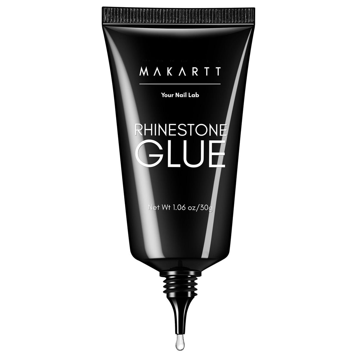Makartt rhinestone glue bottle close-up for precise gem adhesion on nails.
