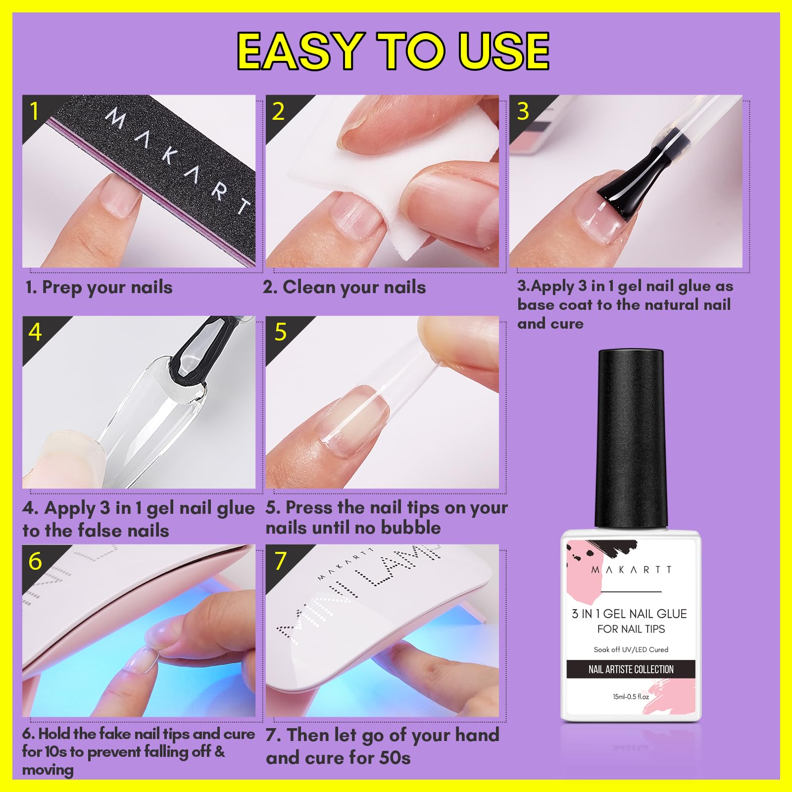 Using with soft gel tips for seamless extensions with Makartt glue
