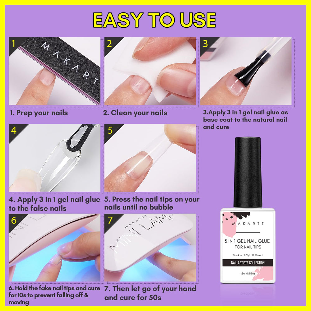 Using with soft gel tips for seamless extensions with Makartt glue