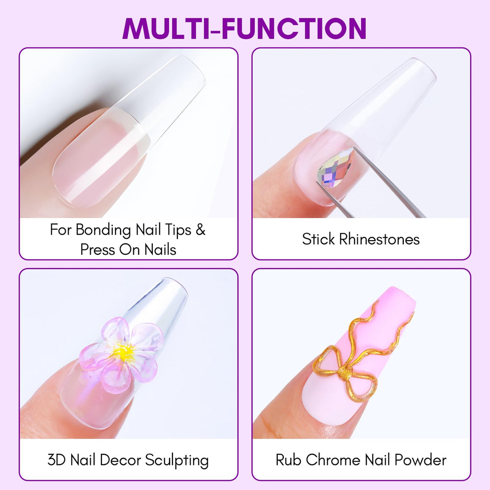 Makartt Solid Nail Glue Gel packaging box emphasizes product clarity and safety.