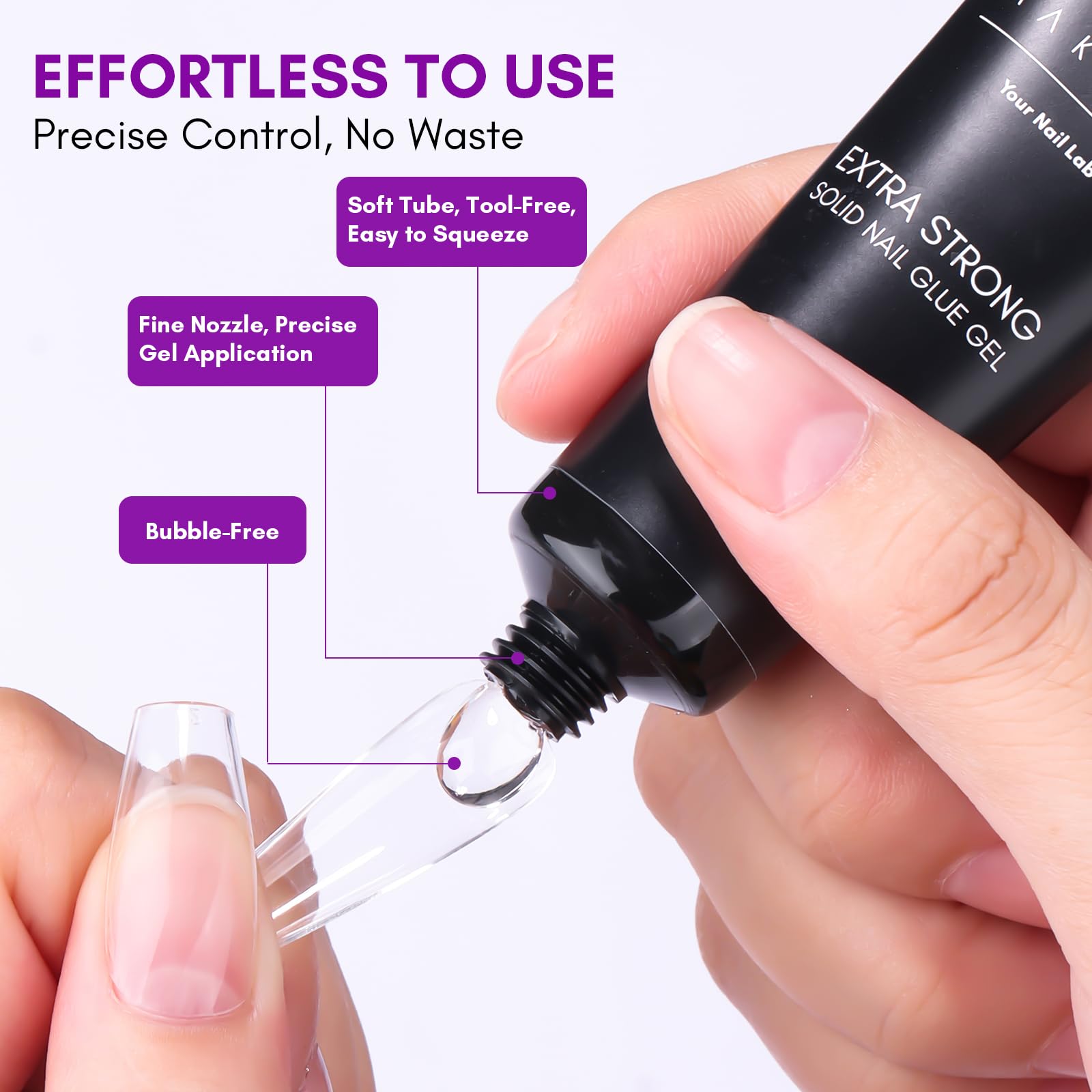 Makartt solid nail glue gel offers strong adhesion for durable nail tips