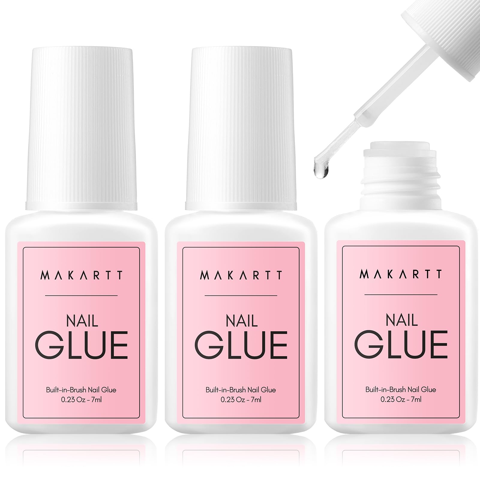 Makartt super strong nail glue bottle for secure acrylic tips in seconds.