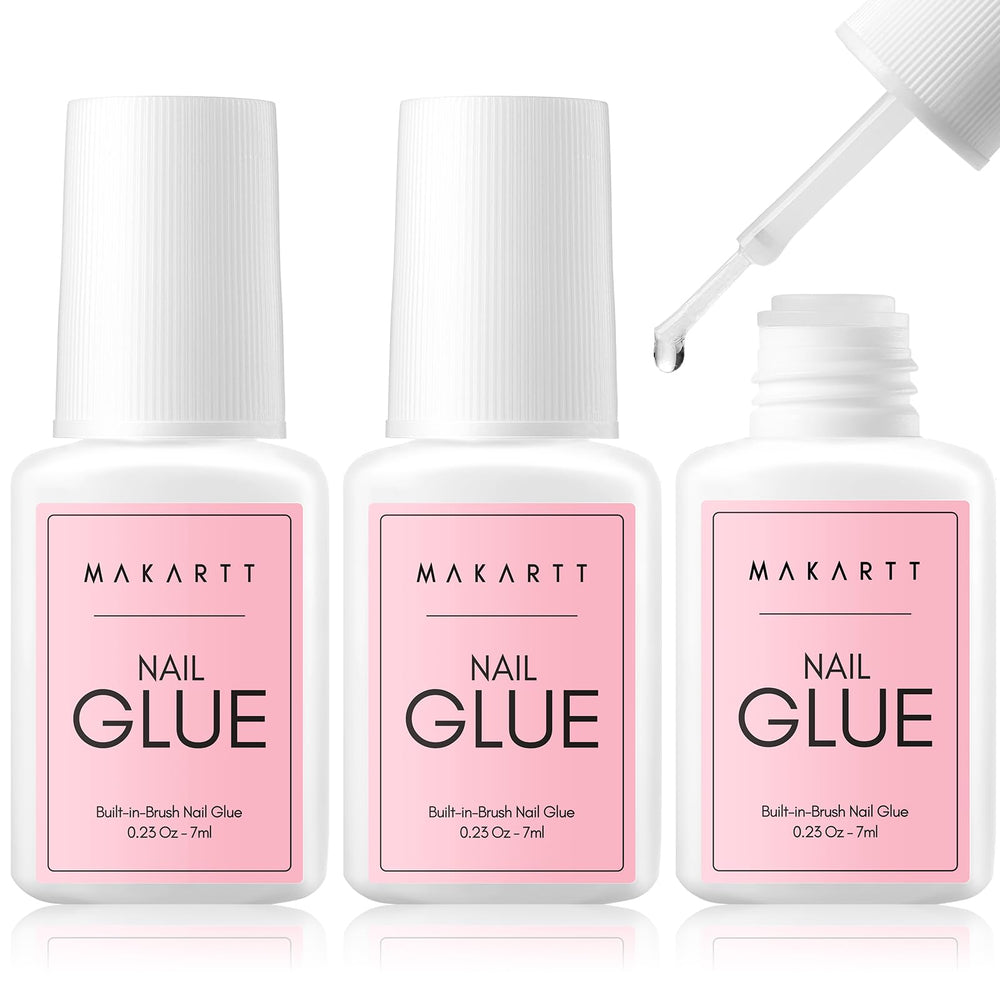 Makartt super strong nail glue bottle for secure acrylic tips in seconds.