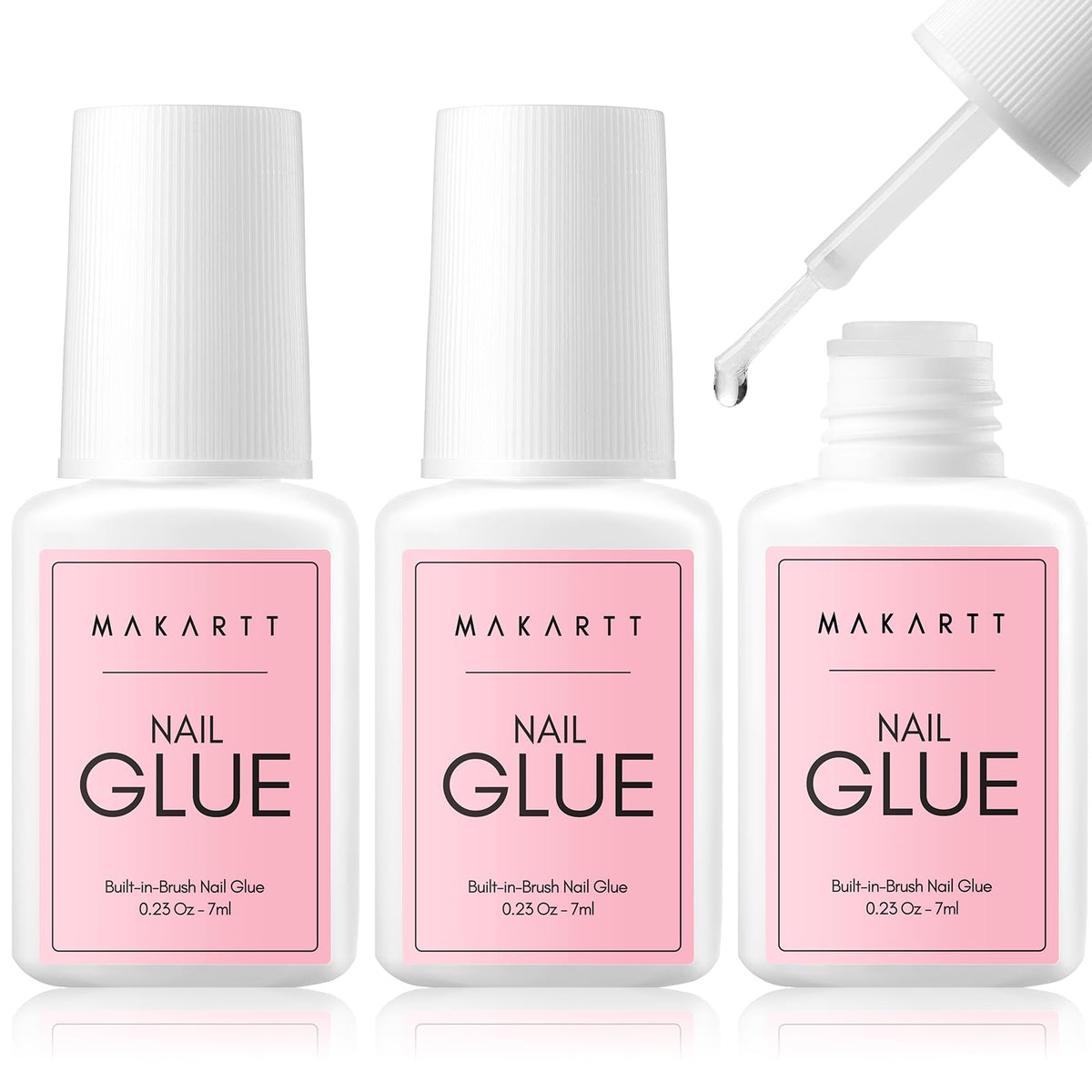 Makartt super strong nail glue bottle for secure acrylic tips in seconds.