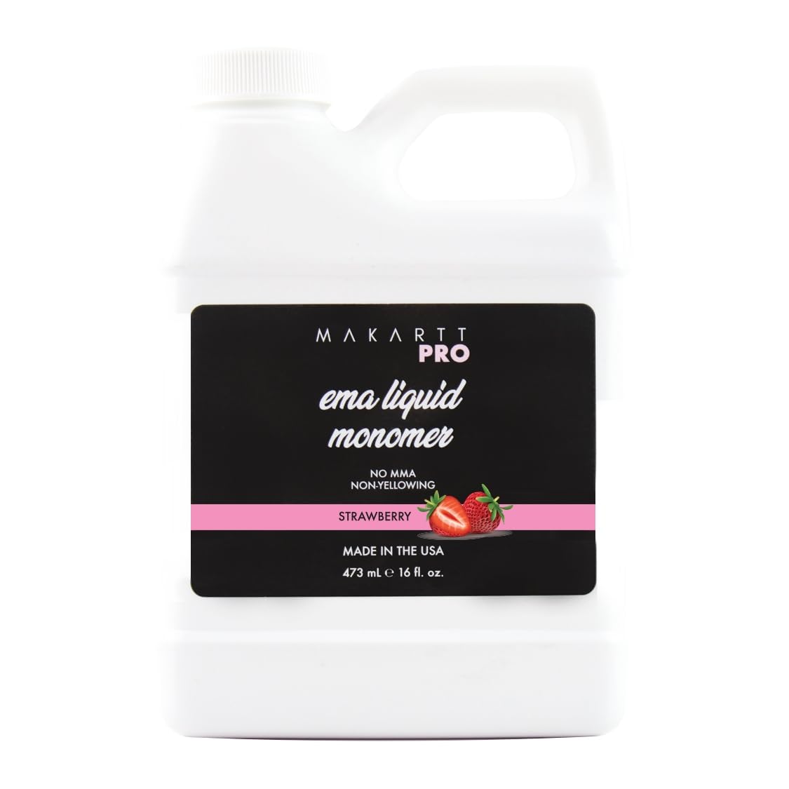 MakarttPro strawberry-scented monomer bottle for smooth professional acrylic application.