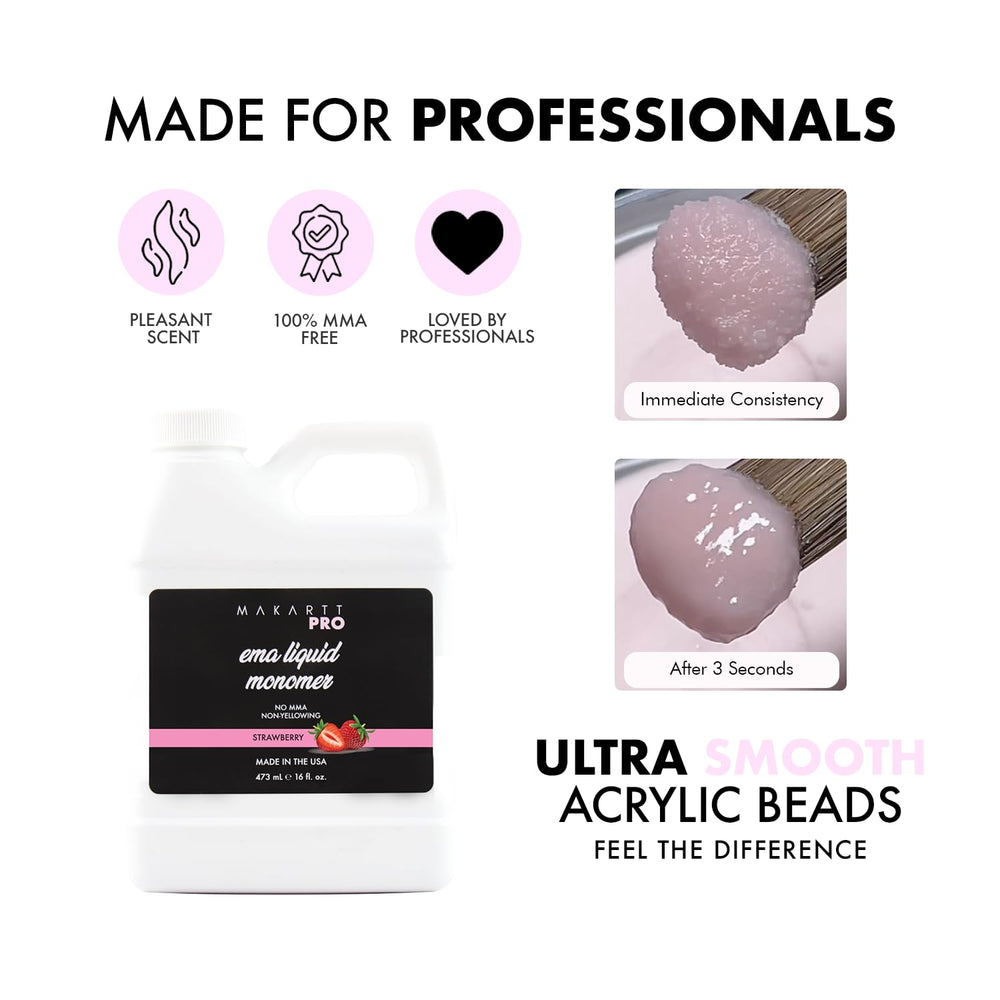 MakarttPro strawberry-scented monomer brush setup supports even acrylic layers.