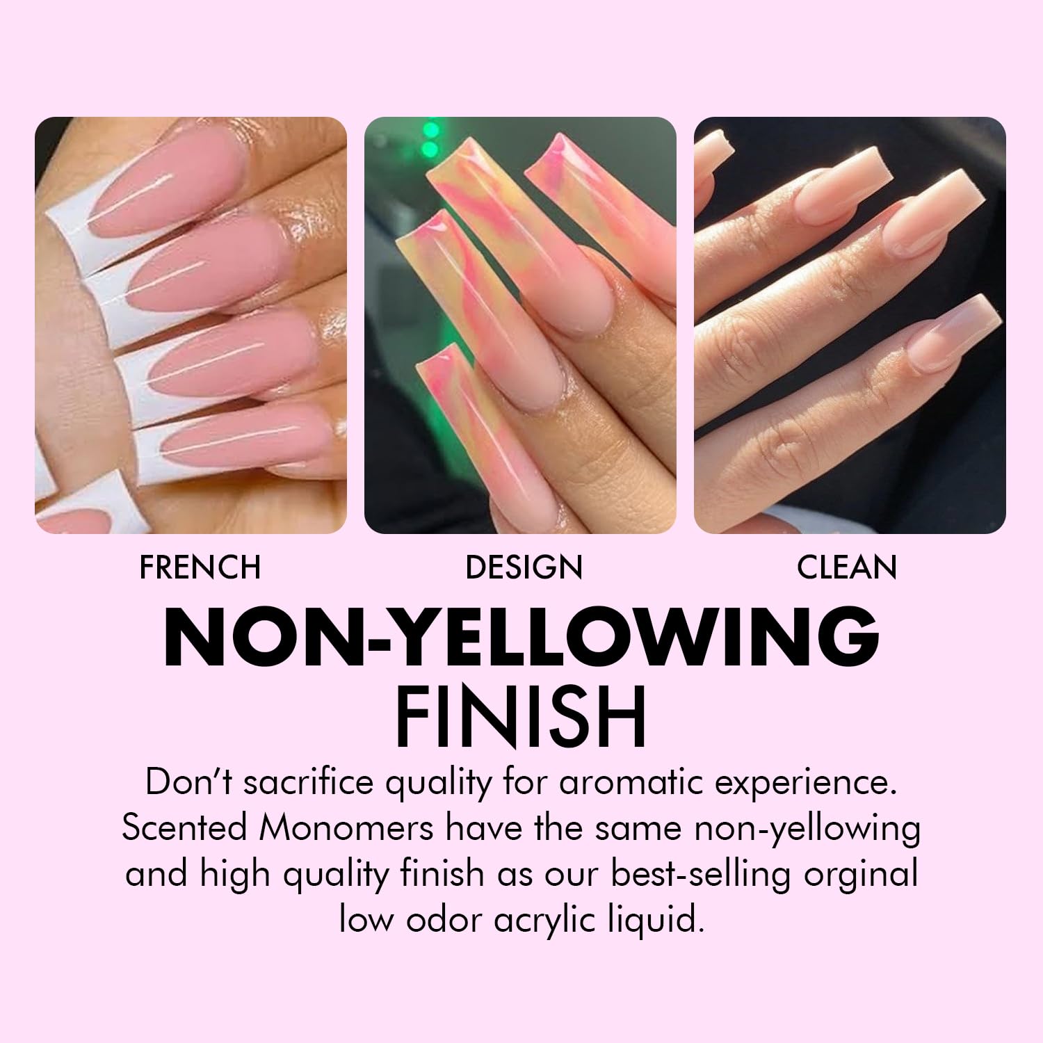 MakarttPro strawberry-scented monomer on nails in progress shows quick setting.