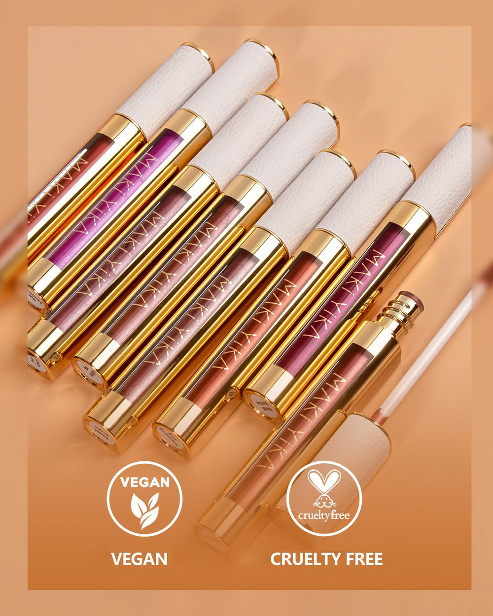 MAKI YIKA lipstick on lips shows pearlescent shimmer and kiss-proof finish.
