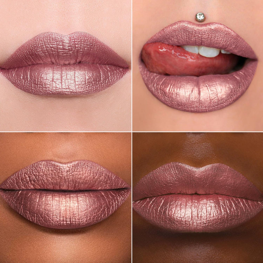 Close-up swatch of MAKI YIKA lipstick reveals rich pigment and subtle shimmer.