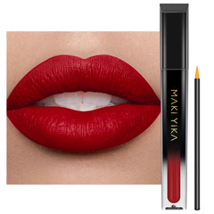 MAKI YIKA Red Lipstick packaging close-up highlights premium design and bold shade