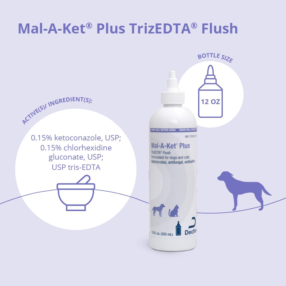 Mal-A-Ket Plus TrizEDTA Flush being applied to a pet's ear