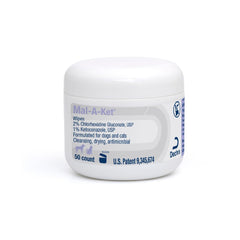 Mal-A-Ket Wipes jar front view, convenient antiseptic cleaning for pets