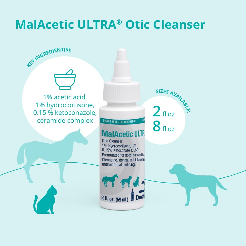 MalAcetic Ultra cat ear cleanser application close-up for gentle ear care.