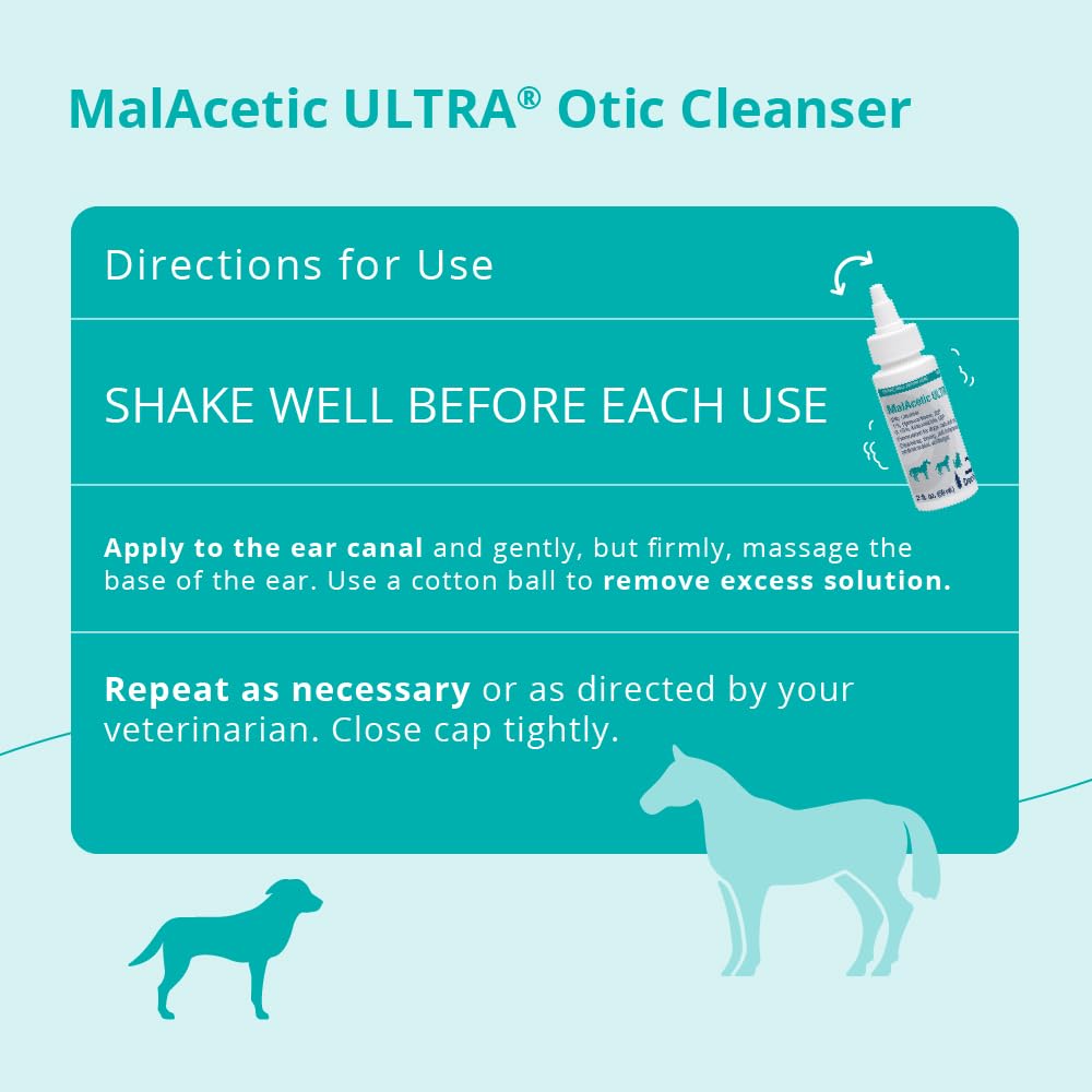 MalAcetic Ultra horse ear cleanser pump bottle ready for grooming.